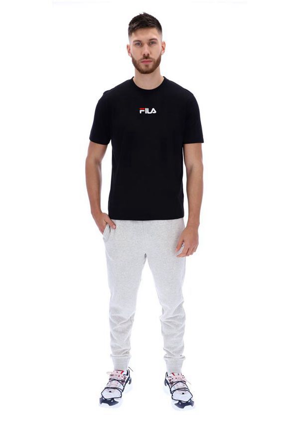 Fila Malik Embroidered Men's T-Shirts - Black,NZ 283-87256